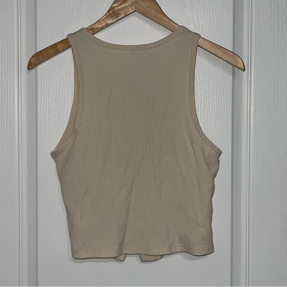 Reformation Soft Cream Ribbed Button Tank - Picture 7 of 8